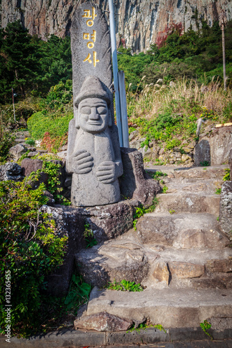 Monastery stone idol at Sanbanggulsa buddhist temple at Sanbangs