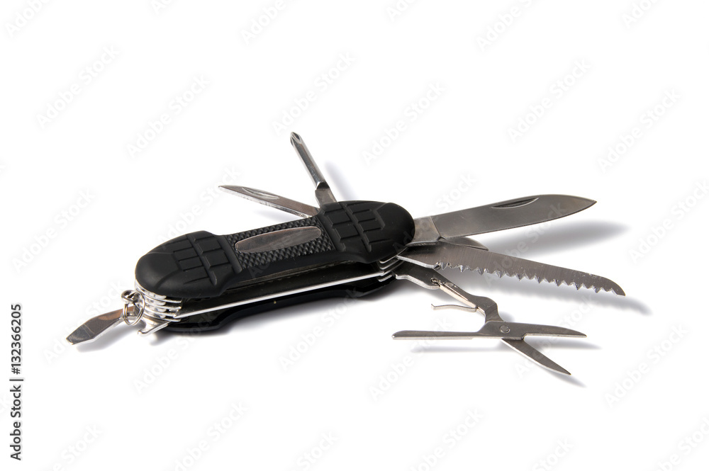 Knife multi-tool, isolated on white background Knife multi-tool, isolated on white background