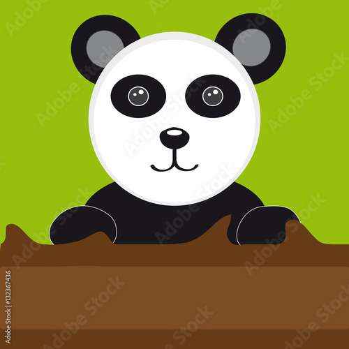Fototapeta Naklejka Na Ścianę i Meble -  Panda with tree on green background