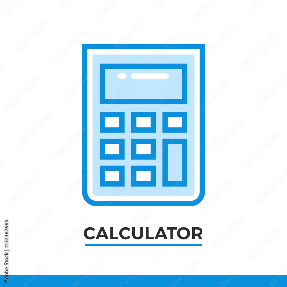 Linear icon of calculator. Pictogram in outline style on white. Linear icon of calculator. Pictogram in outline style on white.