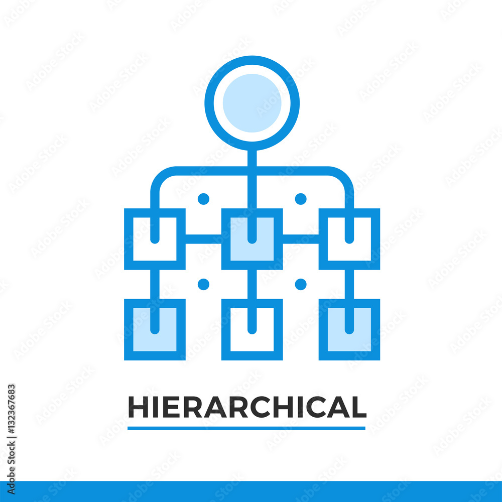 Linear icon of hierarchical scheme. Pictogram in outline style. Vector modern flat design element for mobile application and web design. Linear icon of hierarchical scheme. Pictogram in outline style. Vector modern flat design element for mobile application and web design.