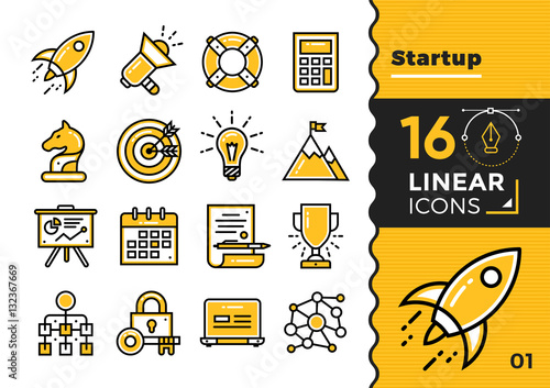 Vector collection of line icons for startup business. High quality modern pictograms for mobile concepts and web design.