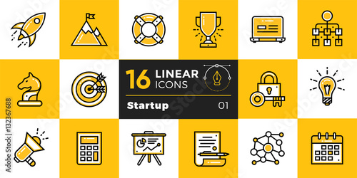 Vector collection of line icons for new business. High quality m