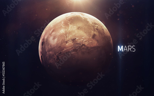 Fototapeta Mars - wysokiej rozdzielczości piękna sztuka przedstawia planetę Układu Słonecznego. Ten obraz elementy dostarczone przez NASA