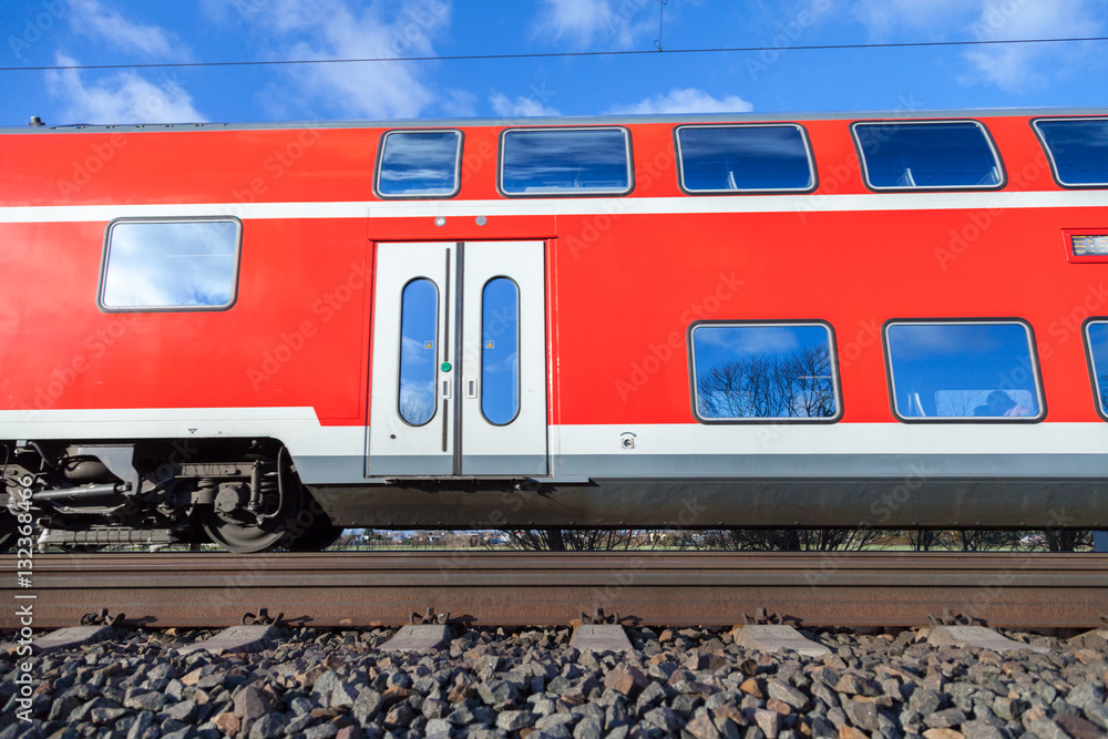 Naklejka premium german passenger train drives to the next station