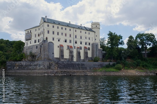 Castle Orlik nad Vltavou. The castle is located above the dam Orlik in Czech Republic.