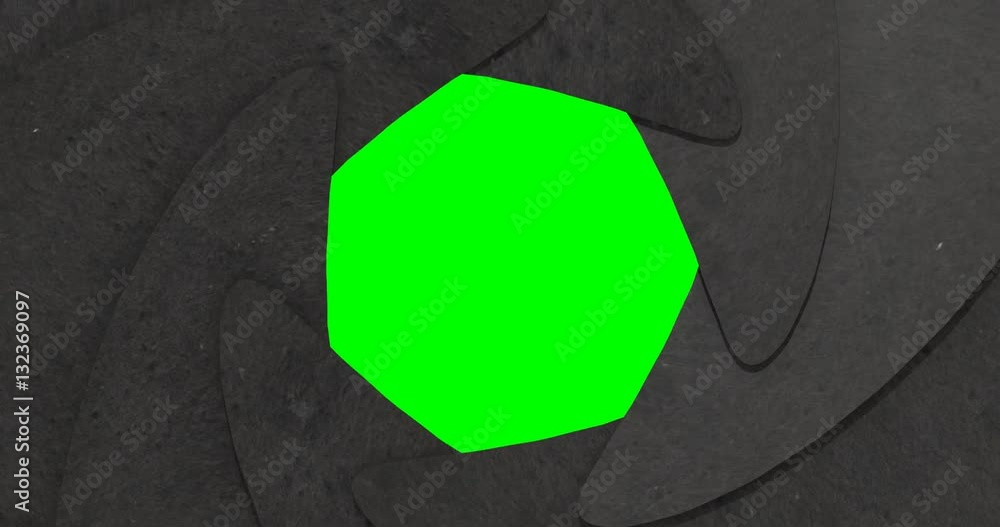 Aperture iris transitions and changes on chroma key background.
