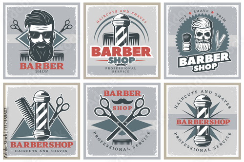 Barbershop Hipster Posters Set
