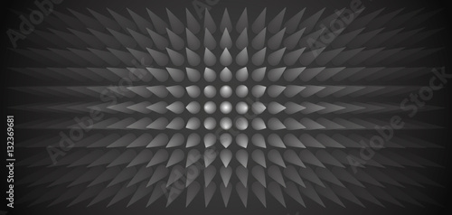 Volume abstract gray background, many pillar, cones, 3d vector dark wallpaper