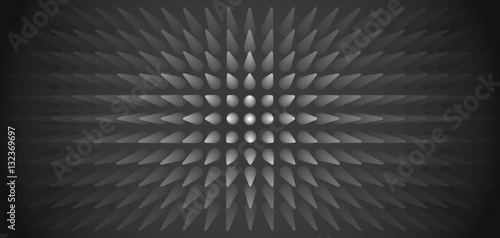 Volume abstract gray background, many pillar, cones, 3d vector dark wallpaper