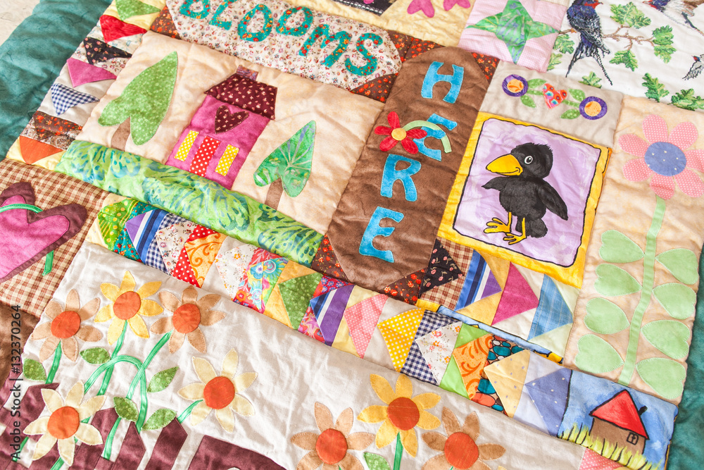 Part of patchwork quilt as background. Handmade Part of patchwork quilt as background. Handmade