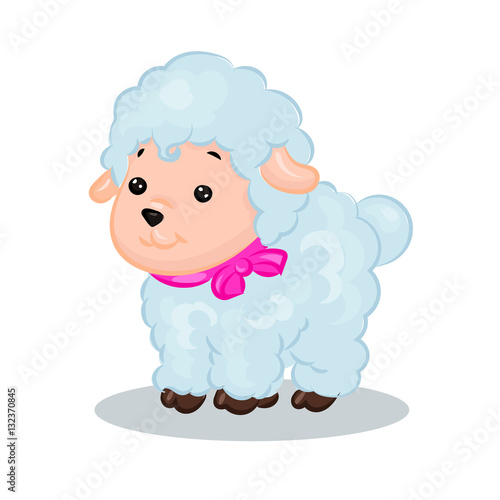 cute cartoon vector sheep lamb at the white background