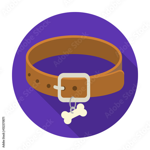 Dog collar icon in flat style isolated on white background. Veterinary clinic symbol stock vector illustration.