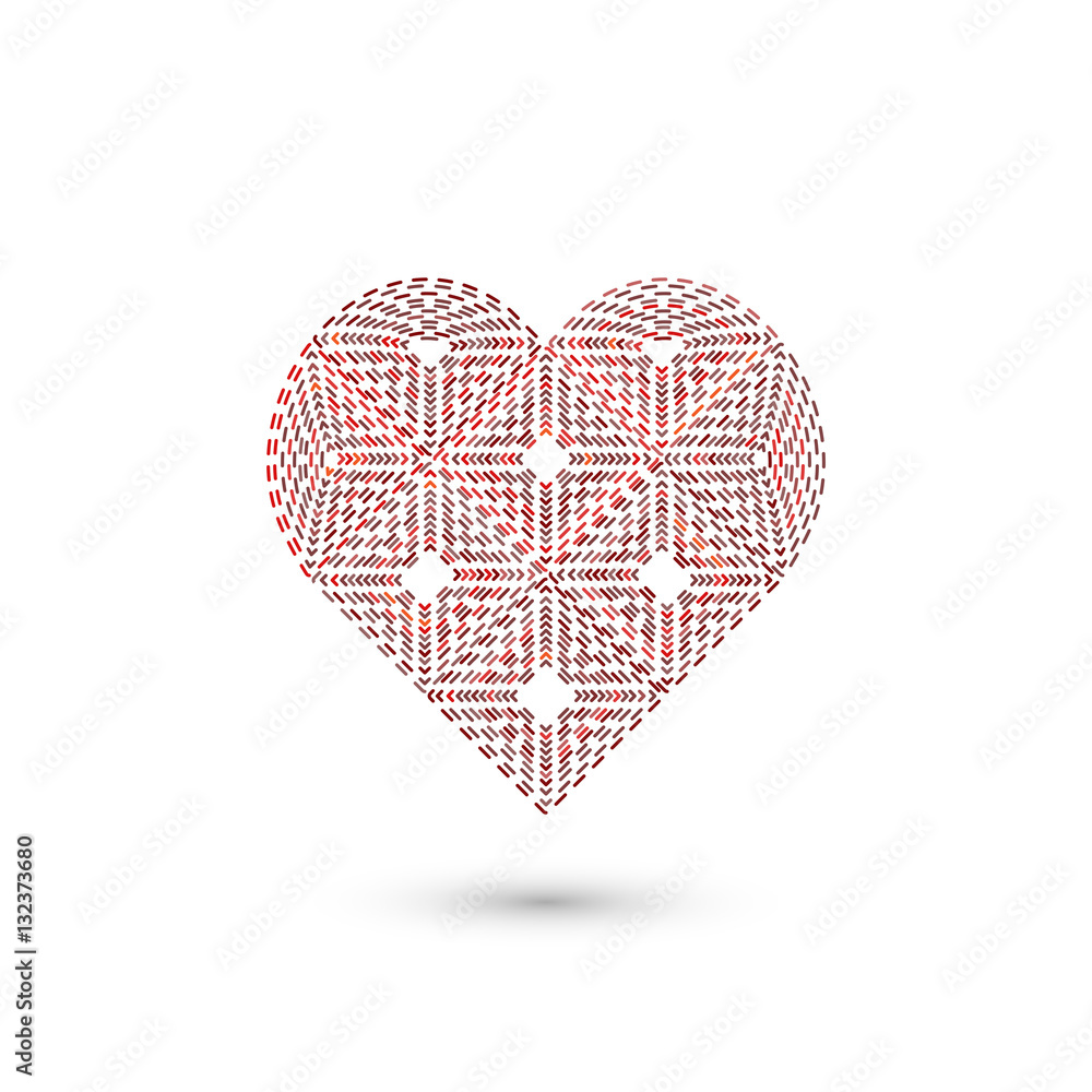 Heart geometric sign. Fashion graphic design.Vector illustration. Background design. Optical illusion 3D. Modern stylish abstract Abstract Valentine's Day love concept. For wrapping and decoration
