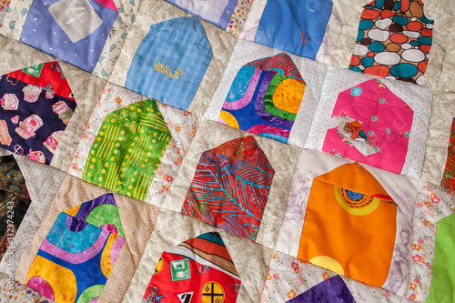 Part of patchwork quilt as background. Handmade © melnikofd
