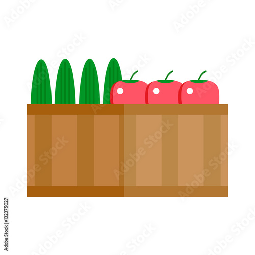 Boxes vegetables shipping container vector.