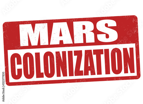 Mars colonization sign or stamp