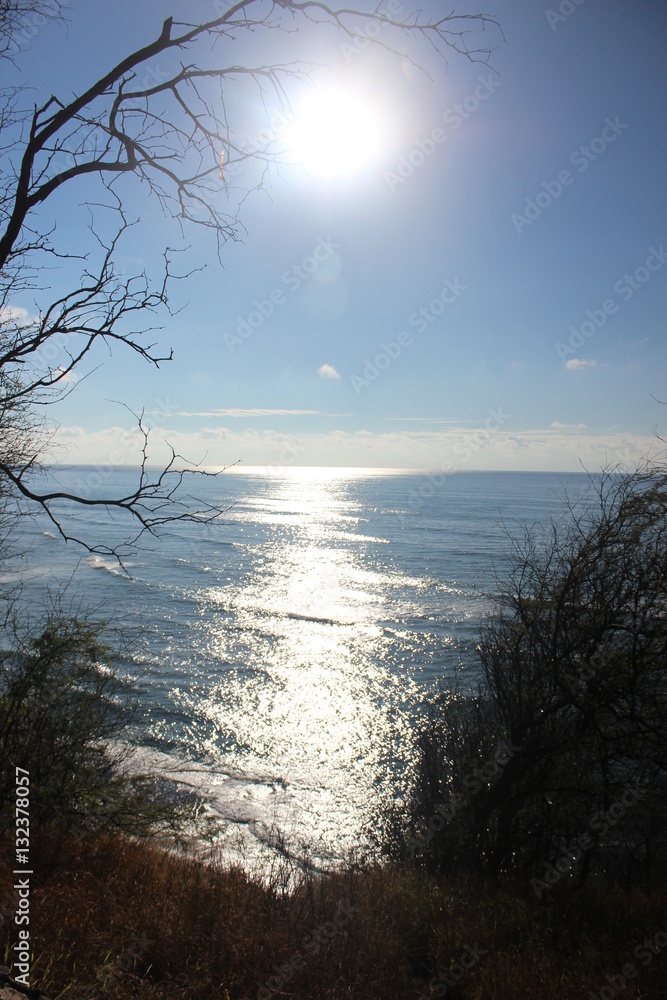 Sun reflecting on the ocean in Hawaii Sun reflecting on the ocean in Hawaii