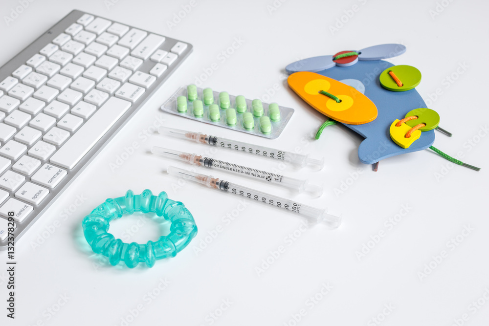 concept desktop children doctor top view concept desktop children doctor top view