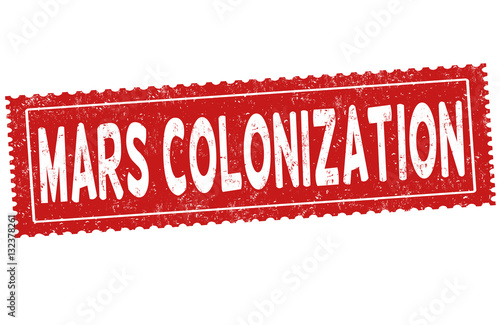 Mars colonization sign or stamp