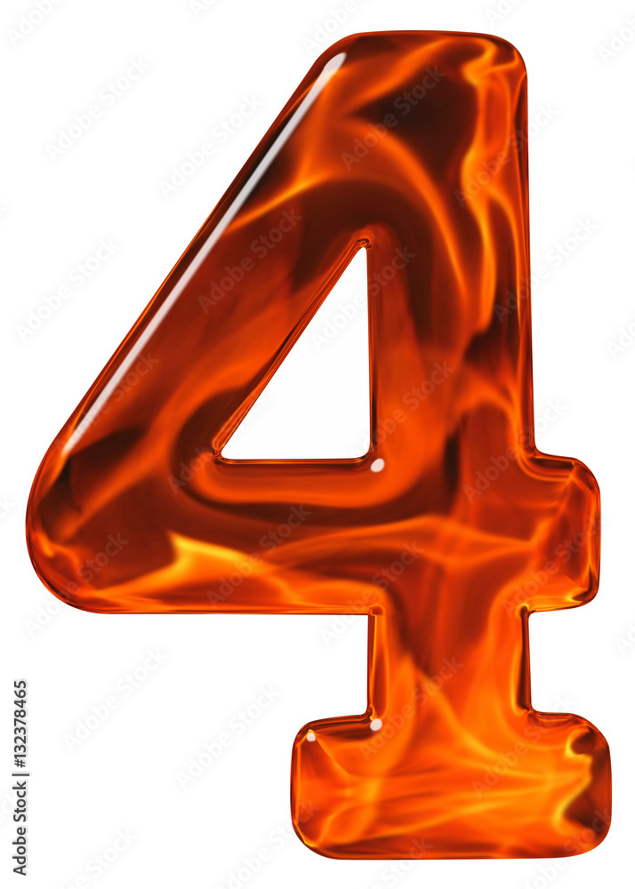 4 Four Numeral From Glass With An Abstract Pattern Of A Flamin 4-four-numeral-from-glass-with-an-abstract-pattern-of-a-flamin