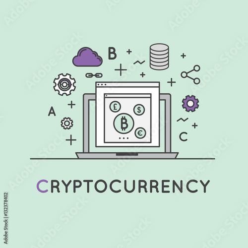 Vector Icon Style Illustration of Cryptocurrency as Alternative Digital Currency