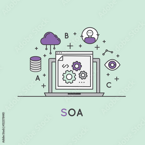 Vector Icon Style Illustration of SOA Service Oriented Architecture