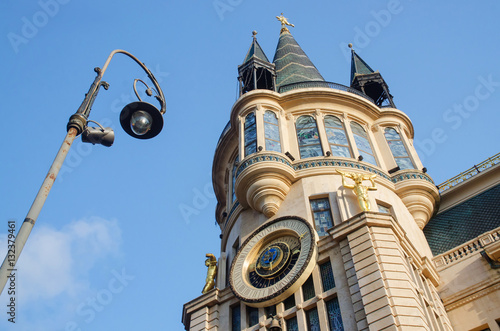 Old building in art nouveau style and vintage lantern,Georgia photo