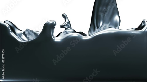 liquid metal splashes filling the frame. Alpha matte included. White background. View 1. See more version in my portfolio