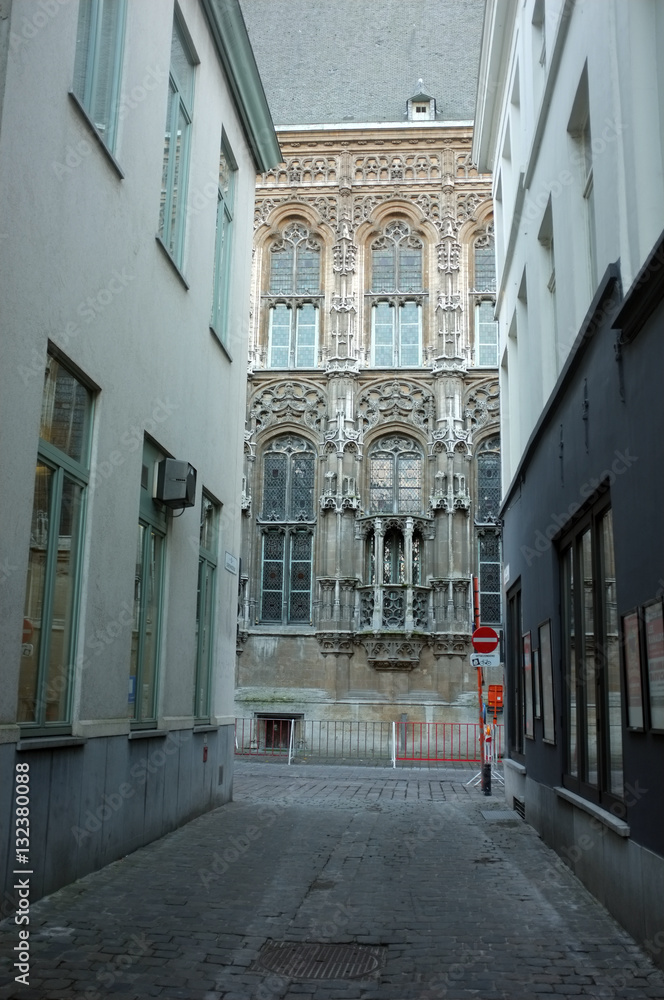 Fototapeta Old and new building contrast in the city of Ghent, Belgium
