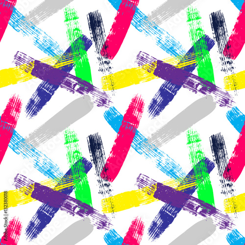 Seamless brushstroke pop pattern. Retro 80's style vector pattern background. photo