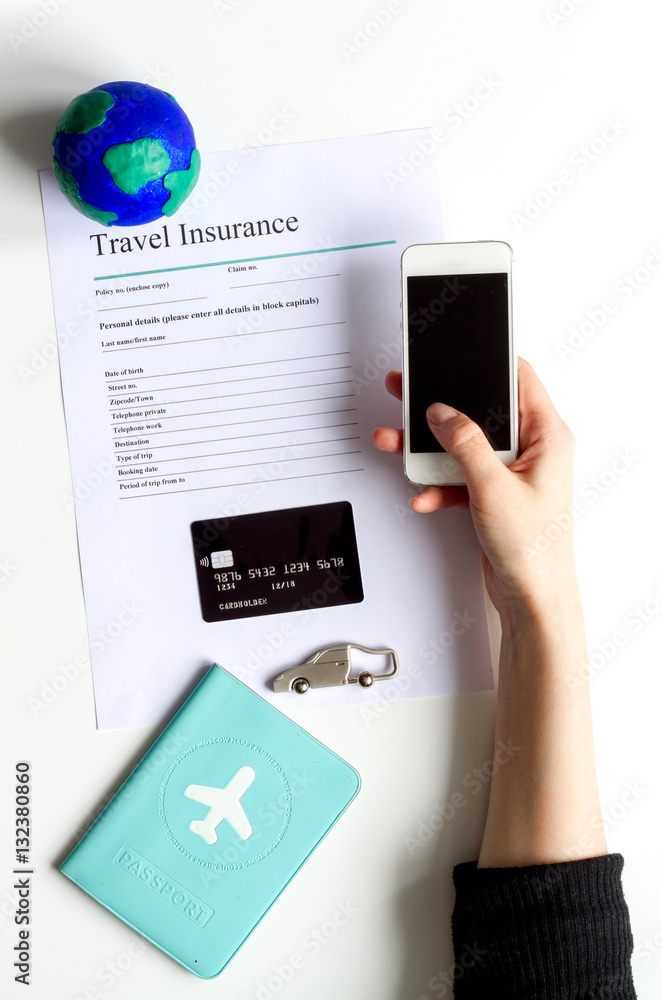 travel booking concept top view on white background mock up travel booking concept top view on white background mock up