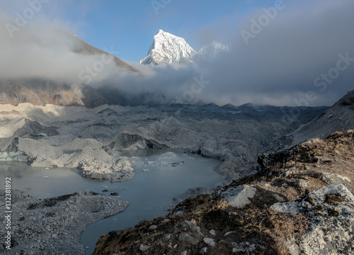 The tip of the peak Cholatse (6335 m) - Gokyo region, Nepal photo