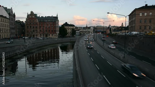 City highway in Stockholm. City background photo