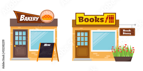 Shop facade elements vector set.