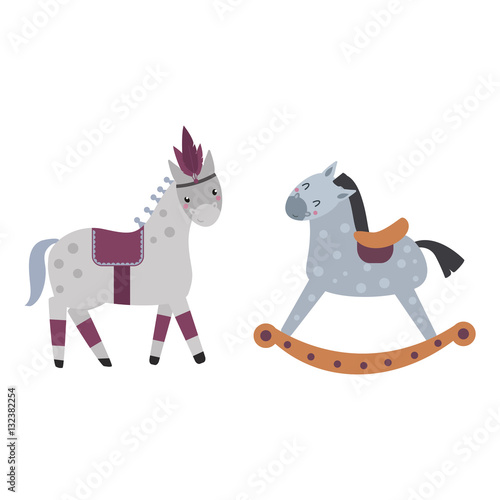 Different horses breed vector set.