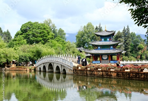 Temple and bridge in Lijiang, China 