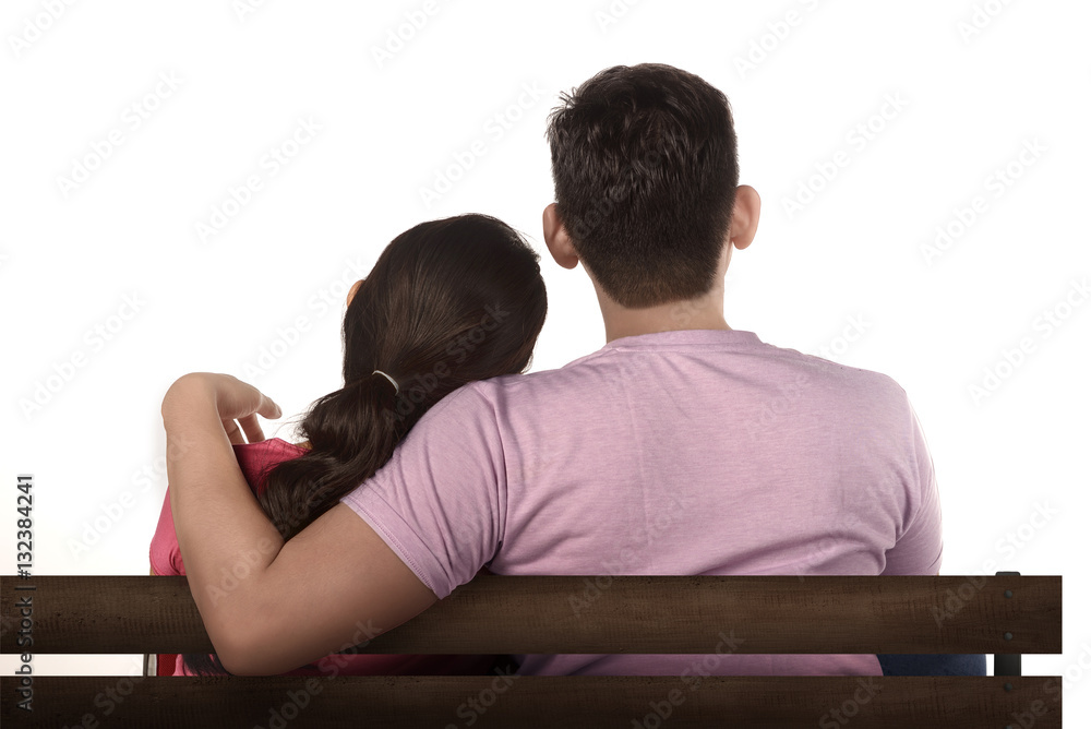 Asian couple relaxing on bench Asian couple relaxing on bench