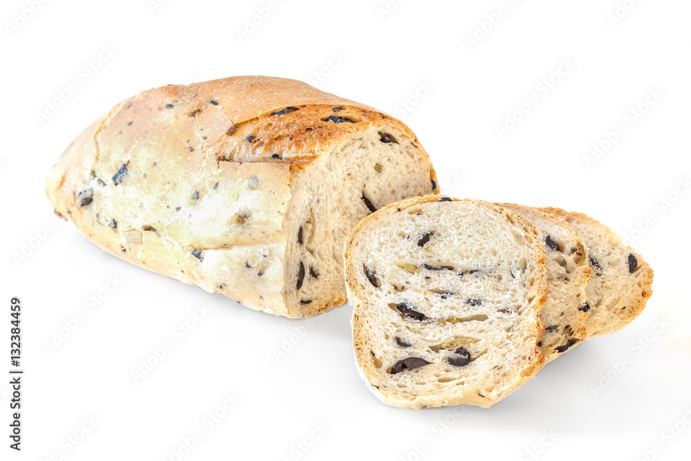 Bread With Olives Isolated