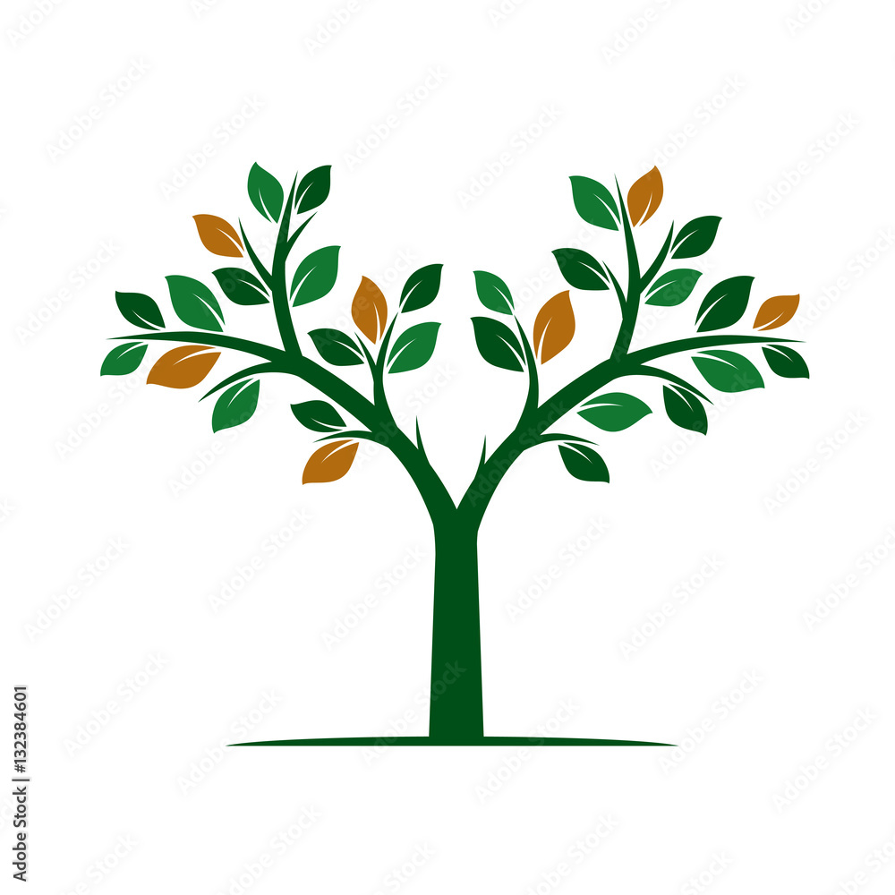 Obraz premium Green Tree with Leafs. Vector Illustration.
