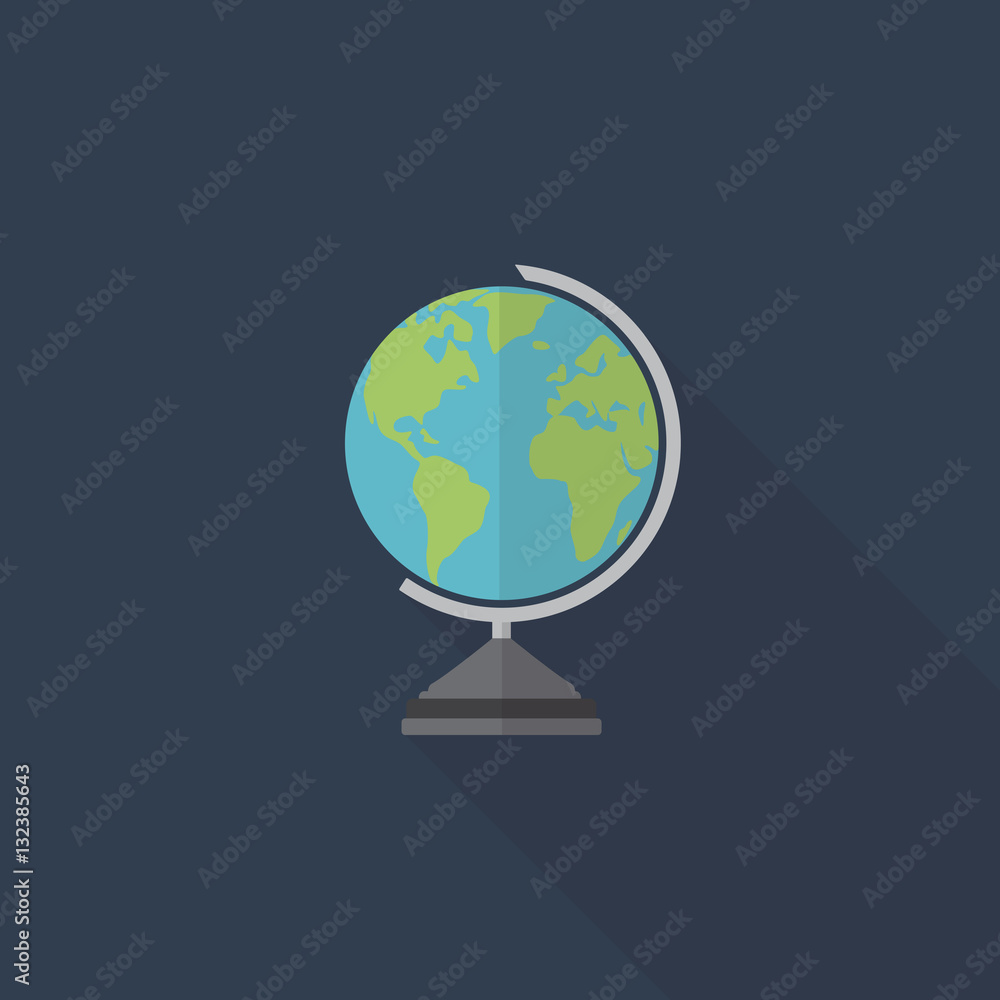 Flat Design Of World Globe, Education Icon