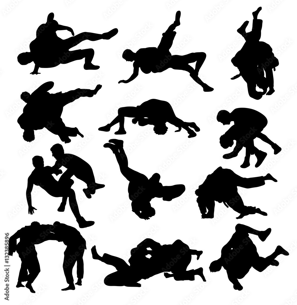 Wrestling Sport Activity Silhouettes, art vector design