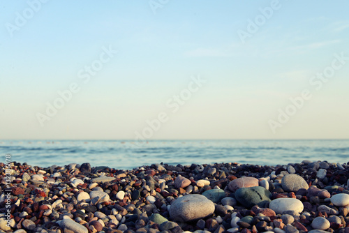 Gravel with sea background