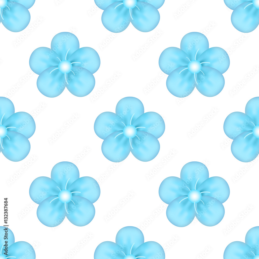 Seamless pattern of  blue flower
