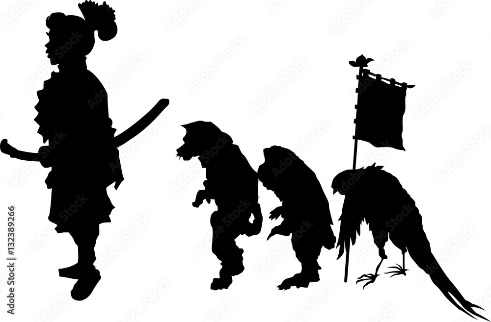 桃太郎一行のシルエット Stock Vector Adobe Stock