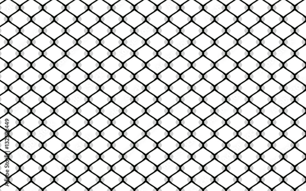 Fototapeta premium Metallic wired fence pattern on white background