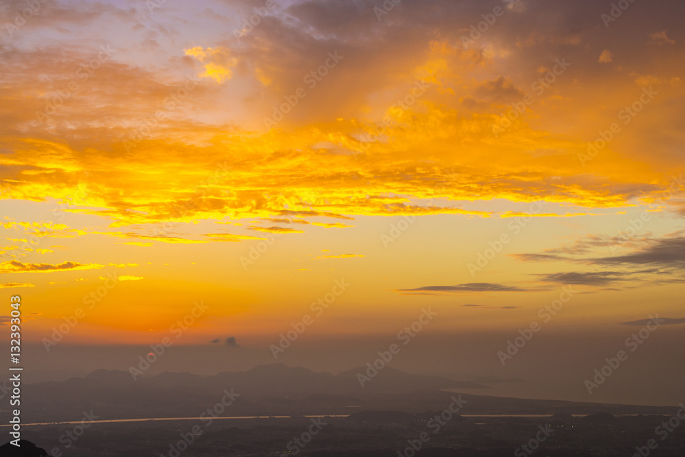 皿倉山からの北九州眺望の夕日