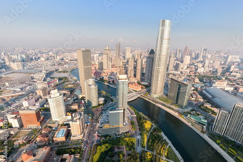 Fototapeta Naklejka Na Ścianę i Meble -  aerial view of tianjin cityscape