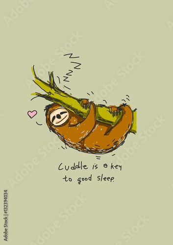 Hand draw sloth cartoon vector