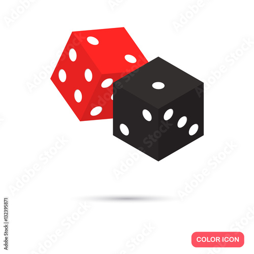 Black and red dices color flat icon